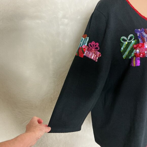Vintage 00s Michael Simon Christmas Holiday Presents Cardigan Sweater Plus 3X - Picture 2 of 11